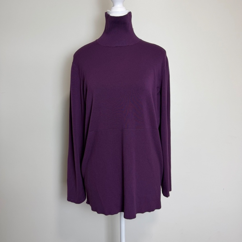 MXM Turtleneck Lace Up Back Sweater Purple Womens 1X Goth